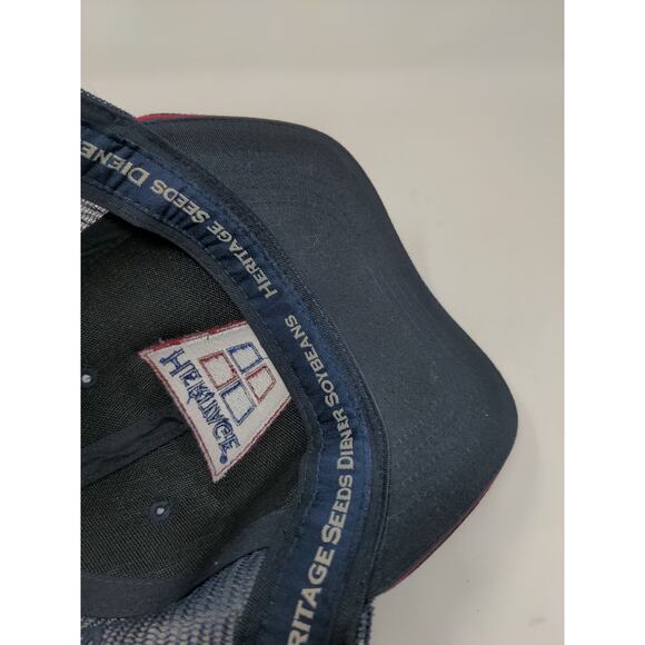 Heritage Seeds Diener Soybeans Strapback Meshback Hat OSFA Black Blue Patch Logo - Picture 8 of 10